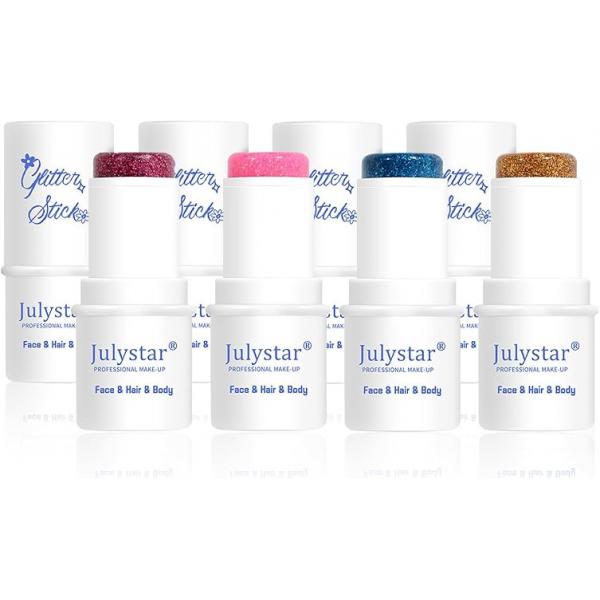 Body Glitter Stick, 4 Colors Mermaid Sequins Gel for Face and Body, Waterproof Chunky Stage Party Club Holographic Makeup, Blue Eye