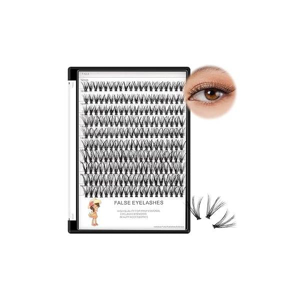 BODERMINCER 20D 8-20mm To Choose 8-10-12-14mm MIX/14-16-18-20mm Mixed Individual Cluster Eyelashes False Eyelash Extensions Bunche DIY at Home (20D-16mm)
