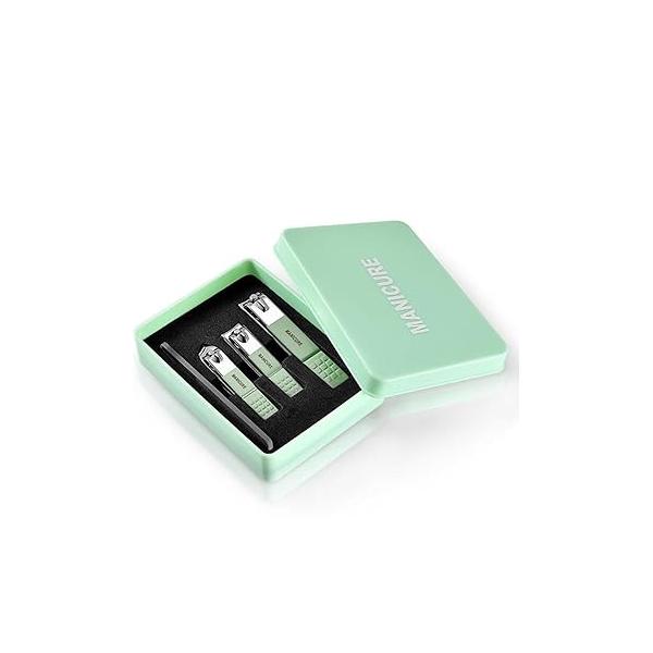 4 Pcs Manicure Kit Set Nail Scissors Clippers Metal Portable Trimmer Grooming Trimming Tool Care Supply File (Green)