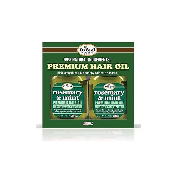 Difeel Rosemary and Mint Premium Hair Oil with Biotin 7.1 Ounce. - Deluxe 2-PC Gift Set