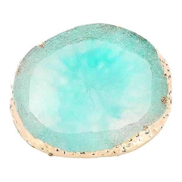 Nail Art Palette, Resin Mix Palette Drawing Plates Manicure Display Tools for Women Golden Stone Paint Color Dish DIY Tool(#5)