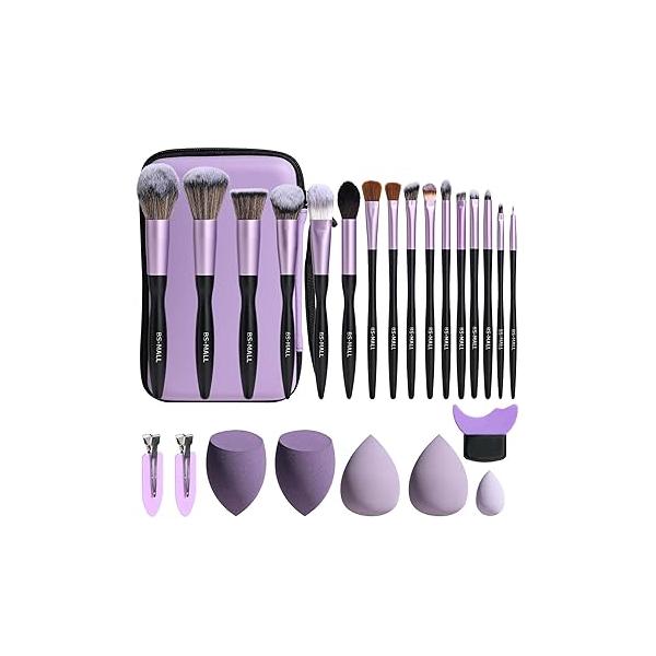 BS-MALL Makeup Brushes 21 pcs Tools Kit Premium Synthetic Powder Foundation Contour Concealers Lip with Sponge & Eyeshadow Applicator