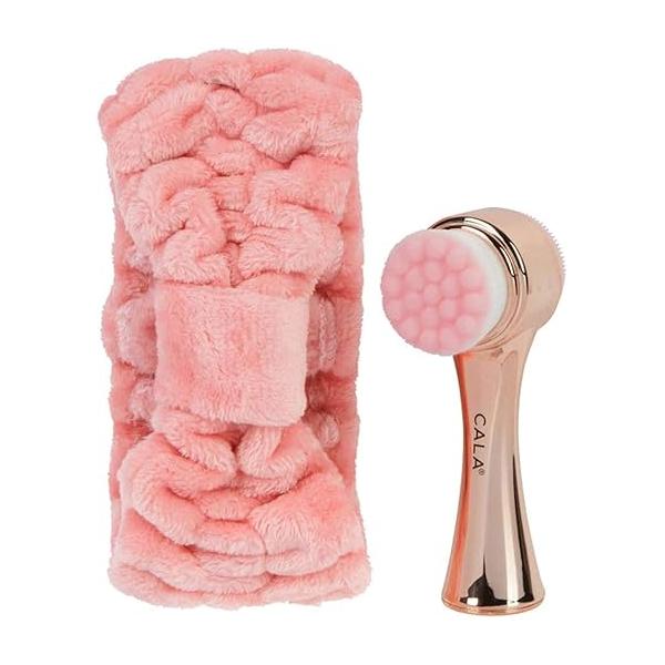 Cala Goal To Glow Dual Action Facial Brush & Headband Set (Rose Gold)