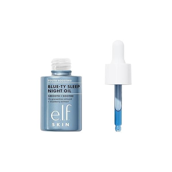 e.l.f. SKIN Youth Boosting Blue-ty Sleep Night Oil, Gentle Overnight Face Treats Fine Lines & Uneven Texture, Lightweight, Vegan Cruelty-Free