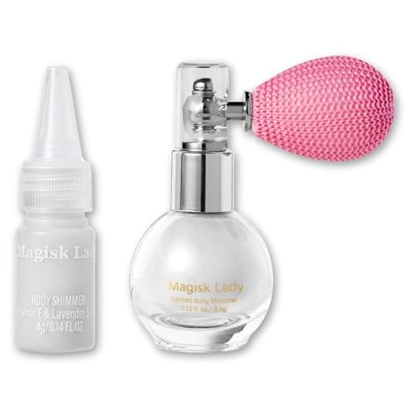 Body Glitter Spray, Shimmer Powder Makeup, Shiny Spray for Hair and Body/Face/Clothes/Nail/Art Women with Replacement Set White