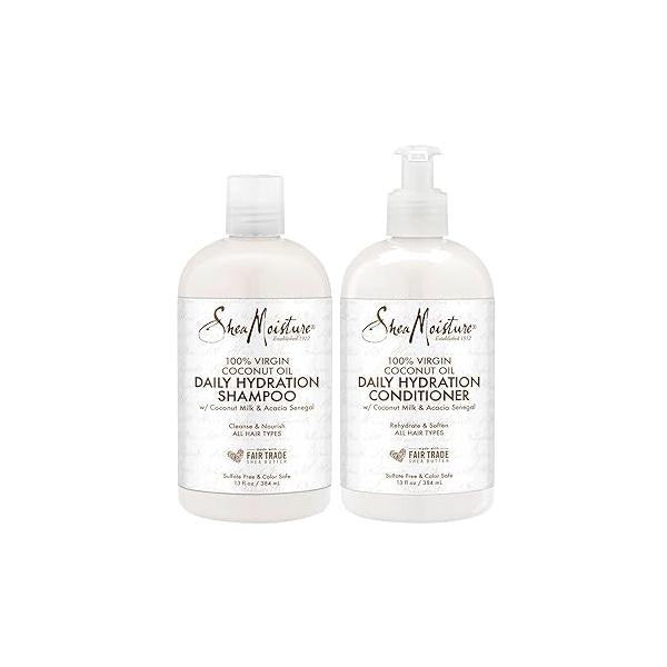 SheaMoisture 100% Virgin Coconut Oil Daily Hydration Shampoo & Conditioner | 13 fl. oz. Each