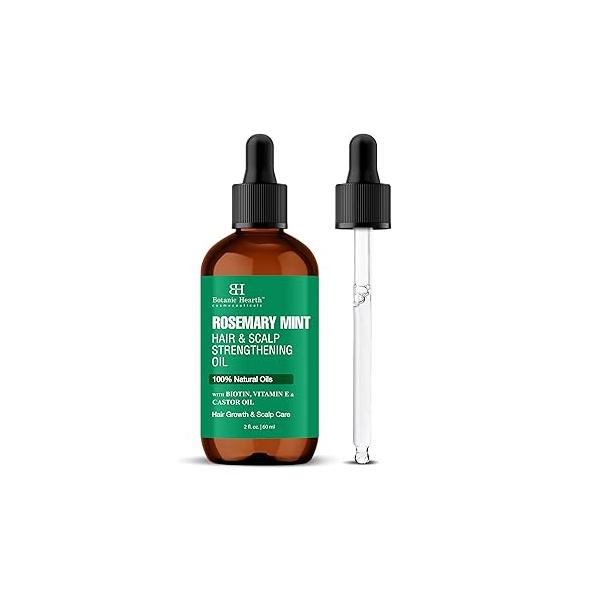 Botanic Hearth Weightless Mint Rosemary Oil for Hair Growth with Biotin, Vitamin E Oils | Lightweight Hydrating Summer Strengthening, Nourishing & Volumizing Men and Women- 2fl oz