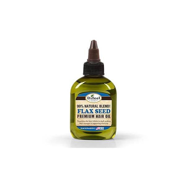 Difeel Premium Natural Hair Oil - Flax Seed 2.5 oz. Strengthening & Moisturizing Treatment