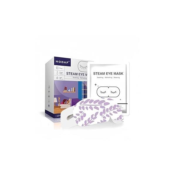 12 Packs Lavender Steam Eye Mask for Dry eyes, Heated eye mask Reduces Dark circle puffiness, Disposable compress warm eyes relax sleep