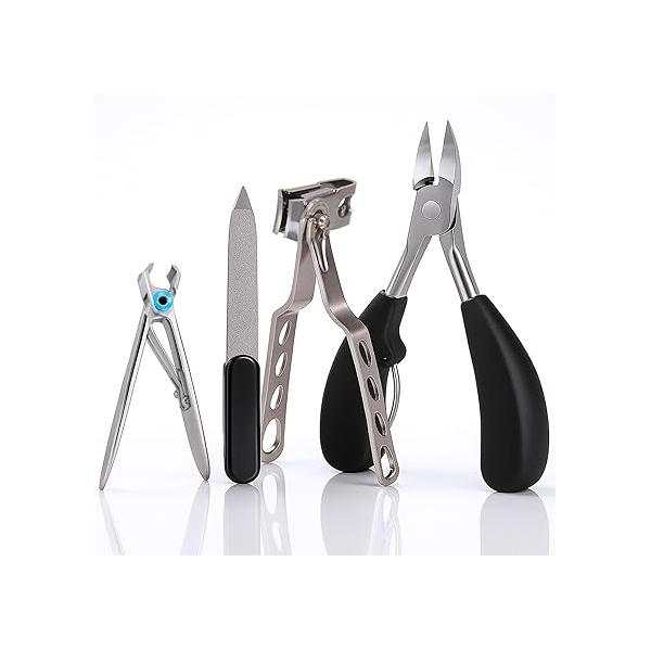 Vive Heavy Duty Toenail Clippers for Thick Nails Seniors - Podiatrist Trimmers Elderly, Adults Professional Sharp Fingernail Care Set Hands, Toes, Arthritis, Diabetics, Hand Pain