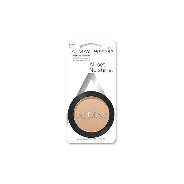 Almay Pressed Powder, Skin Tone Matching, Hypoallergenic, Frageance Free, 100 My Best Light, 0.20 Oz