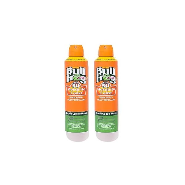 Bullfrog Mosquito Coast Sunscreen SPF50 + Insect Repellant 5.5oz Continuous Spray, 2pk