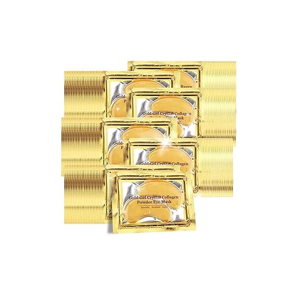 24K Gold Under Eye Patches, 100 Pairs Collagen Mask Skincare for Puffiness Eyes Dark Circles Treatments, Rreduce Wrinkles Fine Lines Firm Skin, Spa Salon Estheticians Supplies
