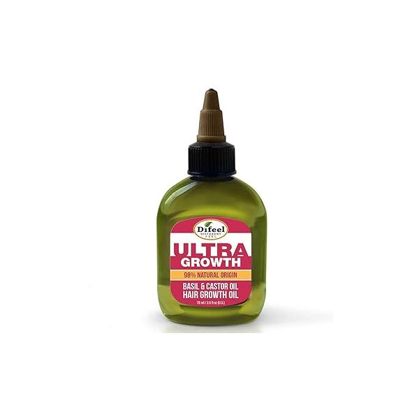Difeel Ultra Hair Growth Oil Infused with Basil and Castor 2.5 ounce (2-PACK)