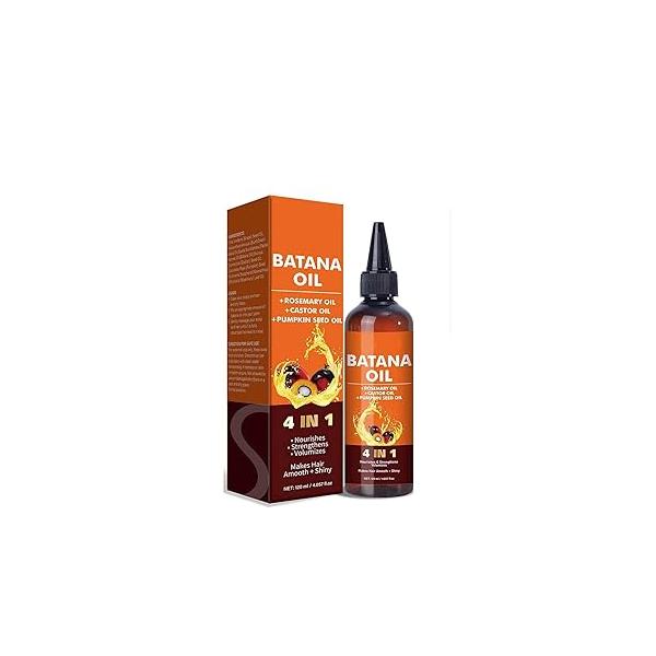 Batana Oil for Hair, 4-in-1 Liquid Oil, with Rosemary, Pumpkin Seed Castor Men and Women, Prevents Dry Hair & Loss All Types,From Honduran, 4.05 fl oz(1Pcs)