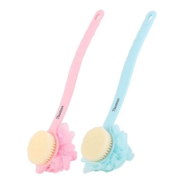 Tbestmax Loofah Back Scrubber Long Handle Shower Body Brush with Soft Mesh Sponge for Women Skin Exfoliating Bath, Massage