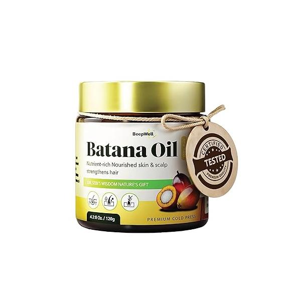 100% Natural Raw Batana Oil for Hair Growth, Unrefined & Organic Dr Sebi Growth From Honduras, Prevents Loss, Eliminates Split Ends, Enhances Thickness (4.2 fl oz) (Pack of 1)