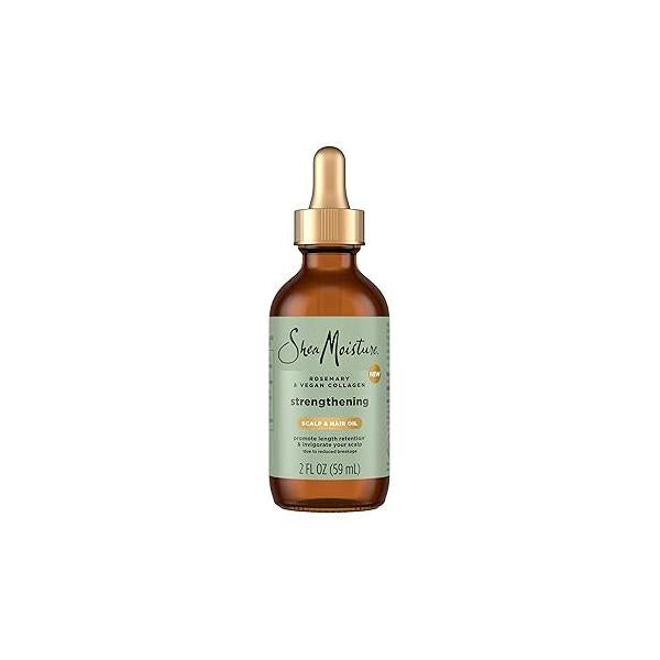SheaMoisture Strengthening Scalp & Hair Oil Rosemary Vegan Collagen to Promote Length Retention Invigorate the Scalp, with ScalpBoost Technology, 2 oz