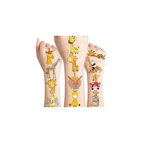 116 PCS Christmas Giraffe Face Temporary Tattoos Sticker Wild Jungle Animal Birthday Party Decorations Supplies Favors Gifts Baby Shower Boys Girls Zoo Cute Fake Tattoo School Reward Themed