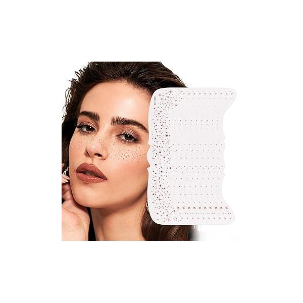 10 Pcs Glitter Freckles Face Tattoo, Makeup Patches, Waterproof Sparkle Tattoo Fairy Accessories For Women-Rose Gold