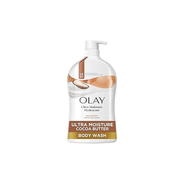 Olay Body Wash for Women, Ultra Moisture, 24hr Moisturizing, Hydrating & Refreshing, B3 Vitamin Complex, Free of Parabens Phthalates, For All Skin Types, Cocoa Butter Scent, 33 fl oz