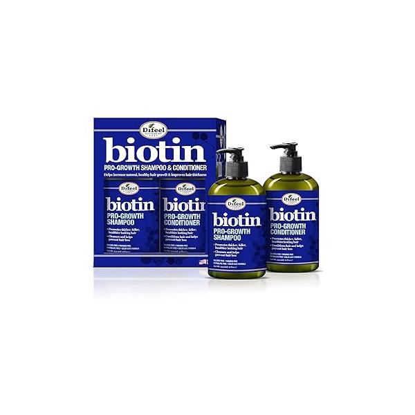 Difeel Pro-Growth Biotin Shampoo & Conditioner 2-PC Gift Set - and for Thinning Hair Loss, Sulfate Free