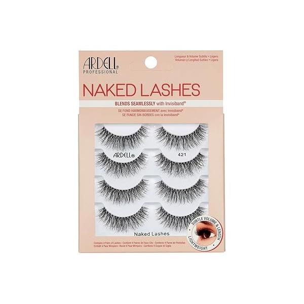 Ardell Naked Strip Lashes 421 - Natural-Looking, Long-Lasting False Eyelashes with Invisiband for Seamless Blend, 4 Pairs, 1-Pack