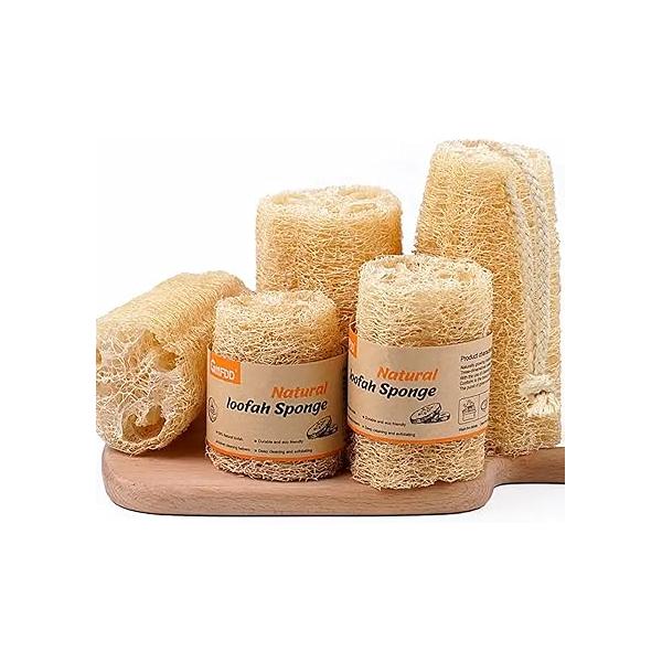 Premium Natural Loofah Sponge Set - Exfoliating Shower and Bath Sponges for a Spa-Like Experience