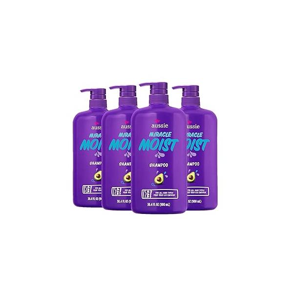 Aussie Paraben-Free Miracle Moist Shampoo with Avocado & Jojoba for Dry Hair, 30.4 Fluid Ounce, (Pack of 4)