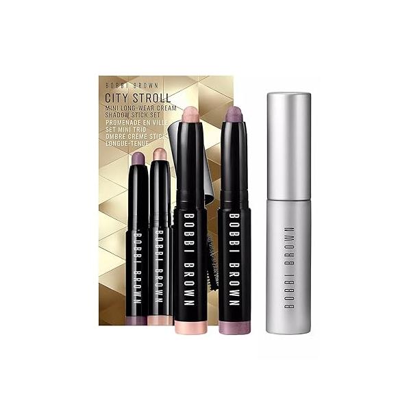 Bobbi Brown City Stroll Mini Long-Wear Cream Shadow Stick Set: Golden Pink and Mauve with Smokey Eye Mascara