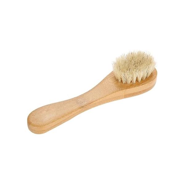 Wooden Handle Face Brush Exfoliating Cleaning Skin Tool Facial Cleansing for Gentle Removing Blackhead and Deep Scrubbing Massaging