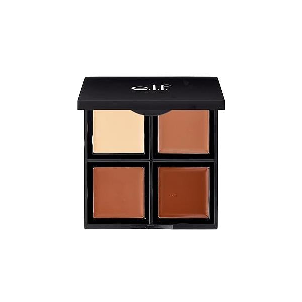 e.l.f. Cream Contour Palette, 4 Shades, Easy to Apply, Blendable, Buildable, Highlights, Contours, Sculpts, Sharpens, Bronzes, Compact, All-Day Wear, Travel-Friendly, 0.43 Oz