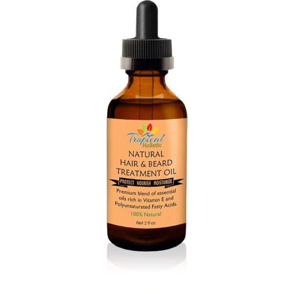 100% Natural Hair Treatment Oil 2 oz - Premium Beard Essential Blend with Argan, Emu, Jojoba, Jamaican Black Castor Oil, Peppermint for Men, Women Dry, Damaged, Thin