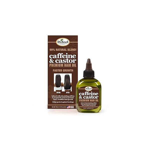 Difeel Caffeine & Castor Premium Hair Oil for Faster Growth 2.5 oz.