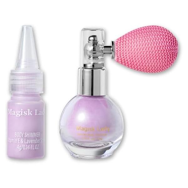 Body Glitter Spray, Shimmer Powder for Party, Makeup Shiny Spray Hair and Body/Face/Clothes/Nail/Art Craft, Women with Replacement Set Purple