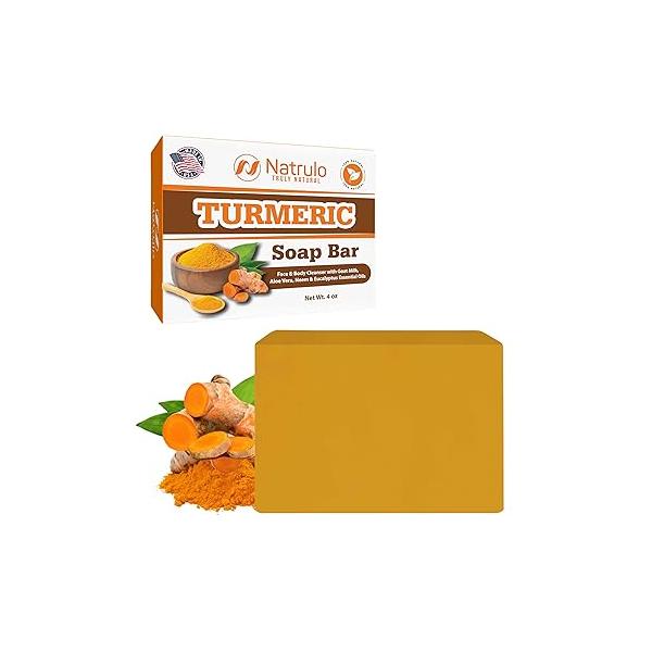 Turmeric Soap Bar for Face & Body - Natural Skin Brightening Dark Spots, Intimate Areas, Underarms Wash Reduces Acne, Scars Cleanses Made in USA