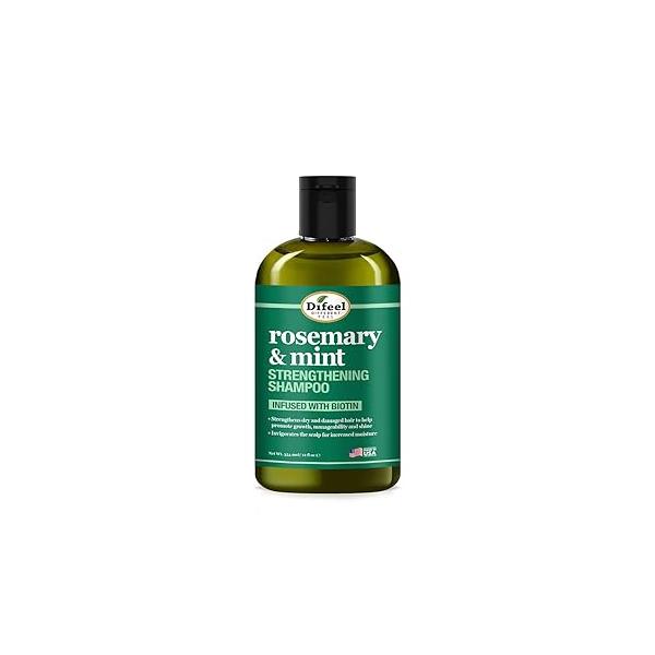 Difeel Rosemary Mint Strengthening Shampoo with Biotin 12 oz. - Made Natural Oil for Hair Growth