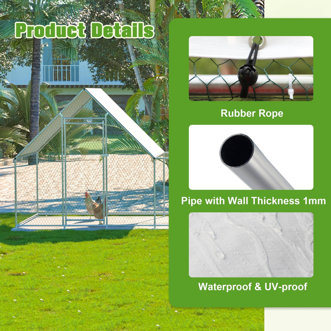 26'Lx6.7'Wx6.6' ft Metal Chicken Coop Run Backyard Hen House Poultry Habitat Cage w/Cover