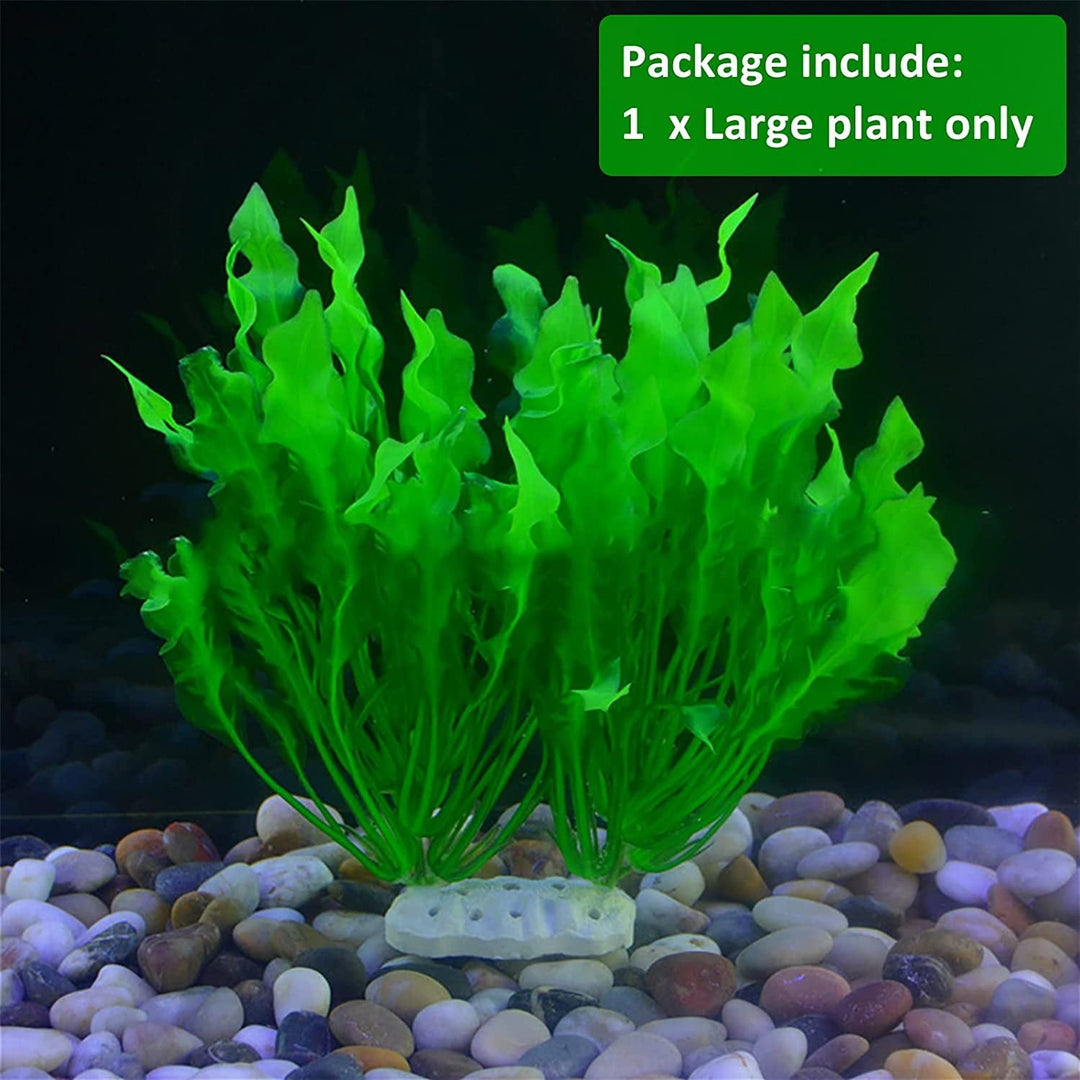 Green Plastic Aquarium Tank Grass Decoration 9.5" Tall Broad Leaf Artificial Aquatic Plants, Aquarium Water Grass for Fish Tank Decoration.