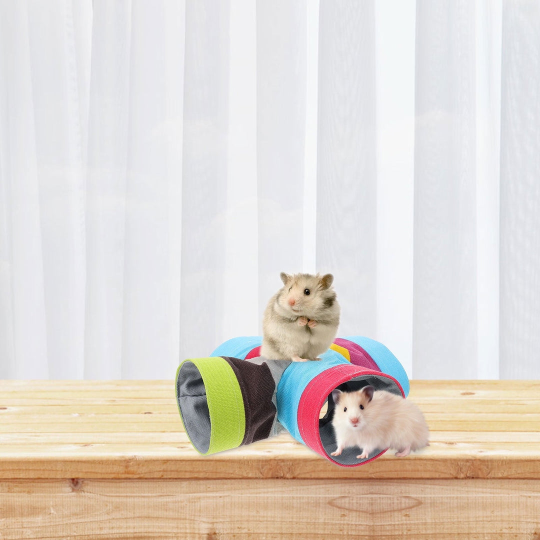 FONDOTIN Pet Accessories Canvas Hamster Tunnel Tube 1Set 11.8x11.8x4.3in