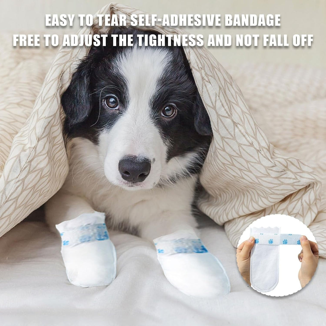 20 Pcs Disposable Dog Shoes, Dog Boots for Injured Paws Waterproof Disposable Dog Socks Paws Stop Licking with Self Adhesive Bandage Dog Shoes for Injured Paws for Indoor Outdoor Walking (L)