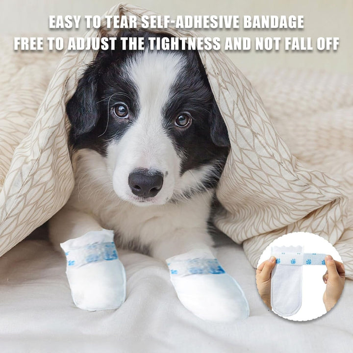 20 Pcs Disposable Dog Shoes, Dog Boots for Injured Paws Waterproof Disposable Dog Socks Paws Stop Licking with Self Adhesive Bandage Dog Shoes for Injured Paws for Indoor Outdoor Walking (L)