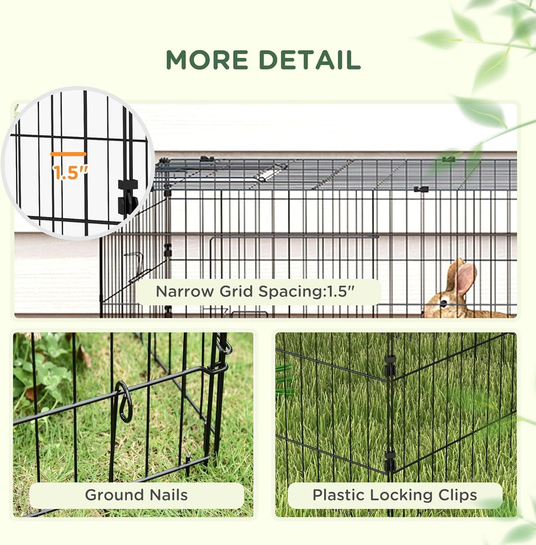AEGFKD73" L Metal Chicken Playpen, Small Animal Cage, Chicken Coop, Pet Yard Fence for Rabbits, Chinchillas with Roof for Indoor & Outdoor, 20" H, Green