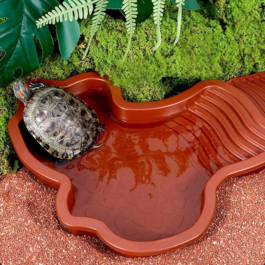 Chanana Detachable Turtle Bath Tub - Anti-Leak Reptile Spa with Ladder for Easy Entry/Exit (Brown-Red)