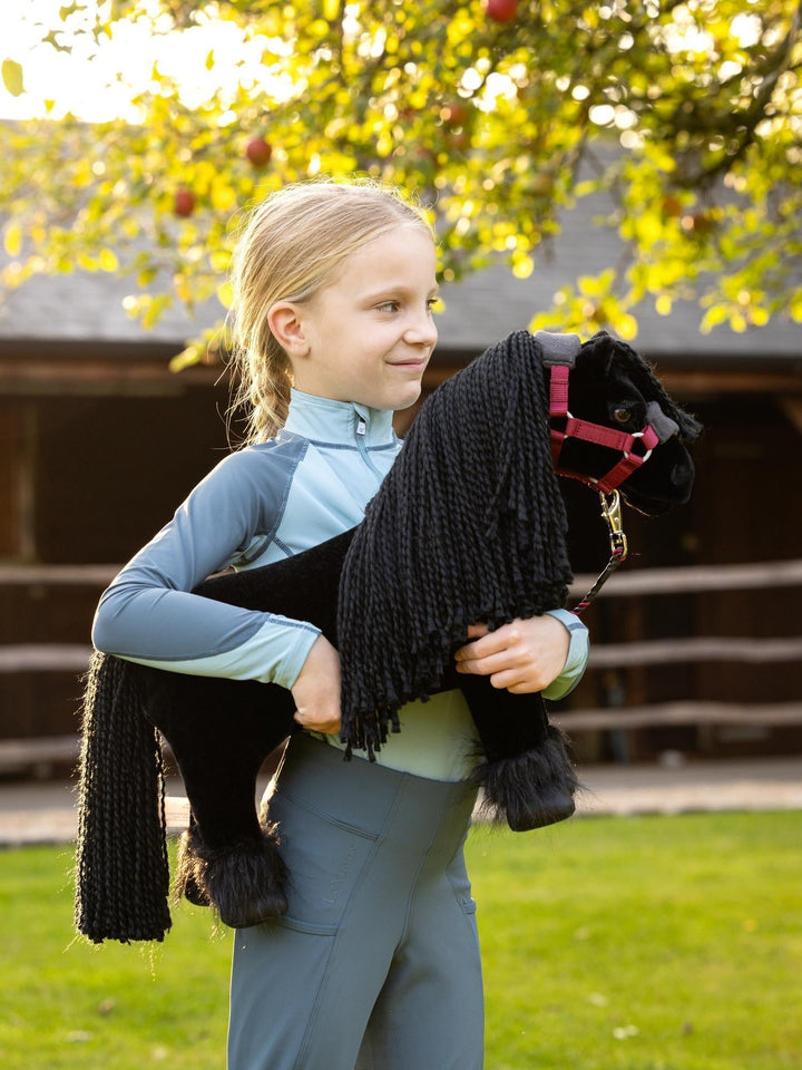 LeMieux Toy Pony - Spike - Reversible Lorry/Stable Carry Case - Crinkly Mane and Fluffy Feathers - Includes Pony Passport - Ages 3+ - Black Friesian - One Size