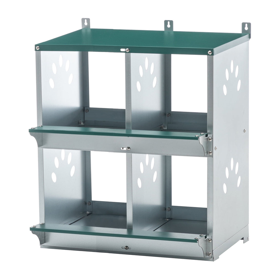 JXXRZ 4-Compartment Metal Chicken Nesting Box - Galvanized Steel Wall-Mounted Rust-Resistant Egg-Laying Hen Coop