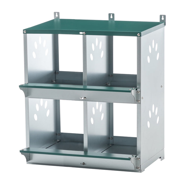 JXXRZ 4-Compartment Metal Chicken Nesting Box - Galvanized Steel Wall-Mounted Rust-Resistant Egg-Laying Hen Coop