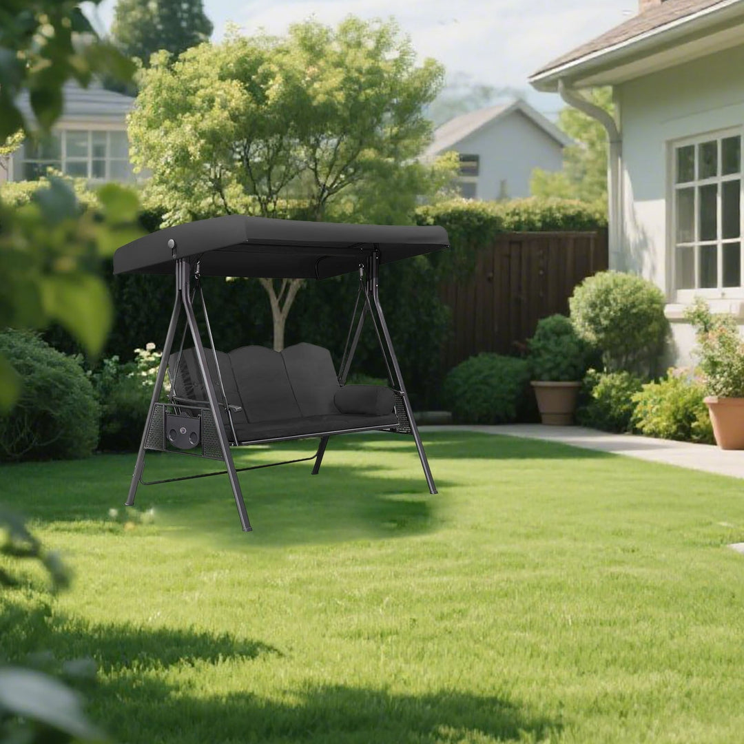 Outdoor Swing Chair Canopy Replacement, 75.2"x47.24" Universal Waterproof Cover for 2-3 Seater Porch Swings, Heavy Duty 190T Polyester Sun Shade with Anti-UV Protection