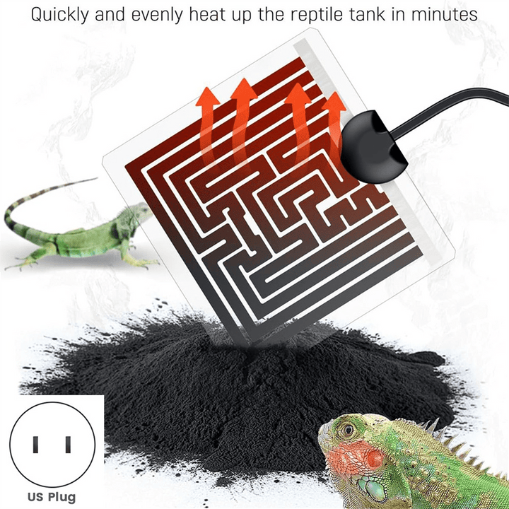 5W Reptile Heating Pad Reptile Heating Pad Under Tank Safe Fast Heating Pad for Frogs Snakes Lizards Geckos US Plug