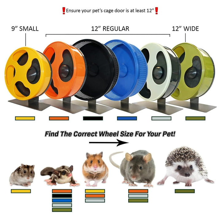YfulYde Silent Runner 12" Regular Wheel + Autoclean Track + Sandy Track + Cage Attachment - Pet Exercise Wheel Package Set - for Sugar Gliders, Female Rats, Hamsters, Mice, Small Pets